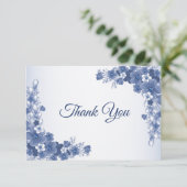 ウェディングパーティーフローラブルーグレーホワイト素朴 サンキューカード (スタンド正面)