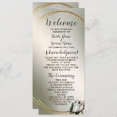 ウェディングパーティーホワイトバーズコカトゥーグリーン葉 プログラム (正面/裏面)