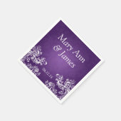 ウェディングパーティーヴィンテージ渦巻き2紫 スタンダードカクテルナプキン (角)