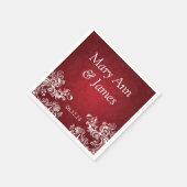 ウェディングパーティーヴィンテージ渦巻き2赤 スタンダードカクテルナプキン (角)