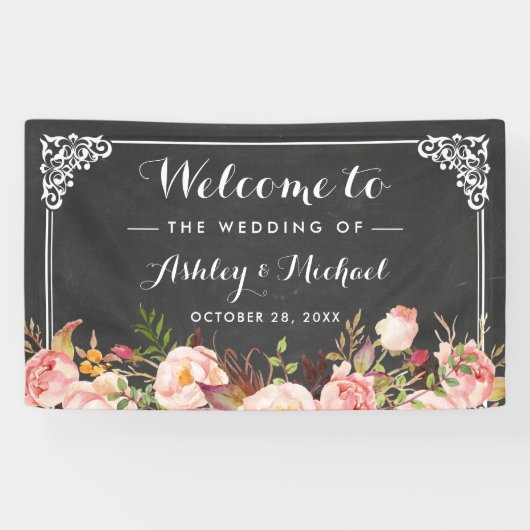 ウェディングパーティーヴィンテージ素朴シャルボードフローラ 横断幕 (横)