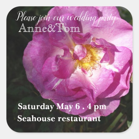 ウェディングパーティー招待状シール スクエアシール (正面)