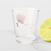 ウェディングパーティー用に、名誉あるメイドの名前とウェディング日付を入れた、モダンなグレーのタイポグ ショットグラス (裏面)