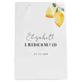 ウェディングパーティー用ギフトバッグ　水彩のレモン＆名前 ミディアムペーパーバッグ (正面)