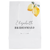 ウェディングパーティー用ギフトバッグ　水彩のレモン＆名前 ミディアムペーパーバッグ (裏面)