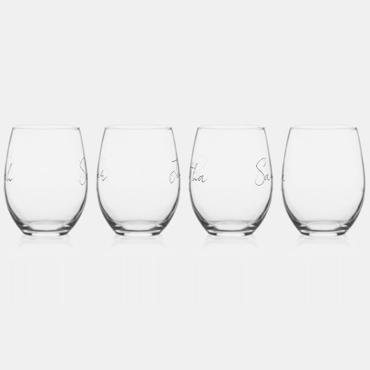 ウェディングパーティー オーダーメイド ステムなしワイングラス (左)