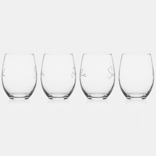 ウェディングパーティー オーダーメイド ステムなしワイングラス (右)