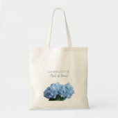 ウェディングパーティー オーダーメイド ブルー 花 トートバッグ (正面)