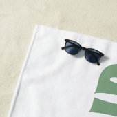 ウェディングパーティー オーダーメイド 名前入り フェミニン ホワイト＆グリーン ビーチタオル (インサイチュ)