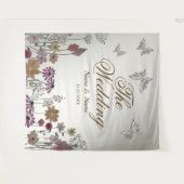 ウェディングパーティー カラフルガーデン フラワーズ バタフライ タペストリー (正面(横))