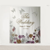 ウェディングパーティー カラフルガーデン フラワーズ バタフライ タペストリー (正面)