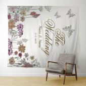 ウェディングパーティー カラフルガーデン フラワー バタフライ タペストリー (インサイチュ(横))