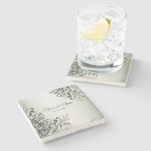 ウェディングパーティー グリーンリーフ ブラックオリーブ エレガント ストーンコースター (横)