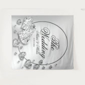 ウェディングパーティー シルバー ハート グレー エレガント タペストリー (正面(横))