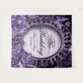 ウェディングパーティー パープル フラワーフレーム エレガント モダン タペストリー (正面(横))