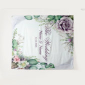 ウェディングパーティー パープル フローラル グリーン 植物 ルージュ タペストリー (正面(横))