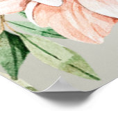 ウェディングパーティー ピンク オレンジ 花 葉 ウェルカム ポスター (角)