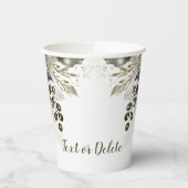 ウェディングパーティー 水彩画 シルバー ゴールド ホワイト ローズ 紙コップ (左)