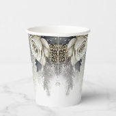 ウェディングパーティー 水彩画 シルバー ゴールド ホワイト ローズ 紙コップ (右)