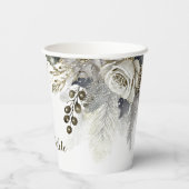 ウェディングパーティー 水彩 銀 ゴールド 白 ローズ 紙コップ (裏面)