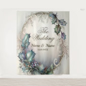 ウェディングパーティー 緑 紫の葉 ラスティック エレガント タペストリー (正面)