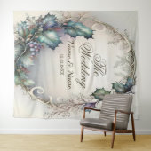 ウェディングパーティー 緑 紫 葉っぱ ラスティック エレガント タペストリー (インサイチュ(横))