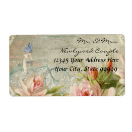 ウェディングヒップスター自転車バラ素朴ウッドコテージ ラベル