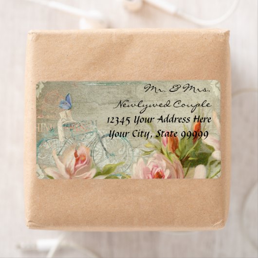 ウェディングヒップスター自転車バラ素朴ウッドコテージ ラベル (インサイチュ)