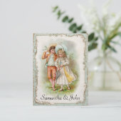 ウェディングビクトリアン日付の保存 案内ポストカード (スタンド正面)