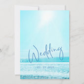 ウェディングビーチオーシャンシーン ブルーモダンスタイリッシュ 招待状 (裏面)