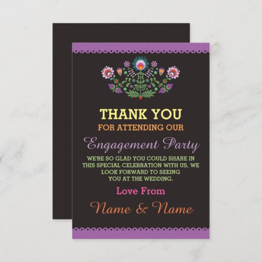 ウェディングフィエスタ パープル メキシカン ありがとうカード 招待状 (正面/裏面)