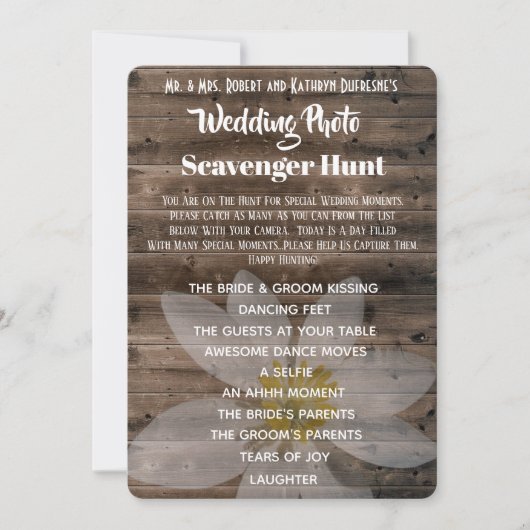 ウェディングフォト宝探し 招待状 (正面)