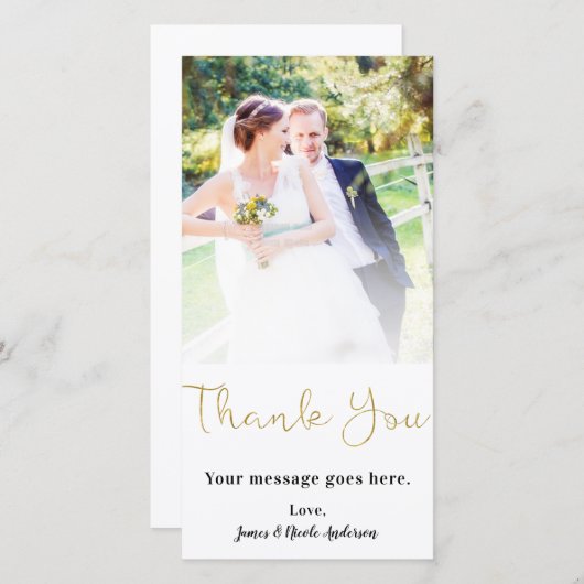 ウェディングフォト感謝薄ファウゴールドホイル サンキューカード (正面/裏面)