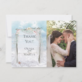 ウェディングフォト | エレガントなビーチのドリフトウッドアーバー サンキューカード