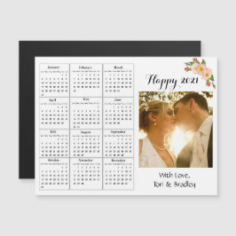 ウェディングフォト コーラルフラワー ミニ 2021 カレンダー マグネット招待状