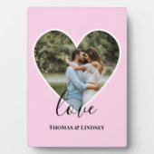 ウェディングフォト ピンクハートフレーム モダンカリグラフィー フォトプラーク (正面)