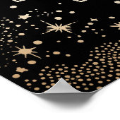 ウェディングフォト 天空の黒 モダンな星 月 ポスター (角)