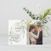 ウェディングフォト | 水彩アイボリーイエロー ブラッシュローズ サンキューカード (スタンド正面)