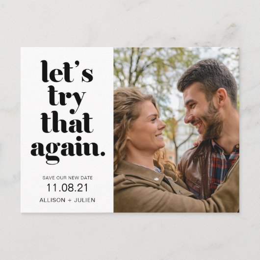 ウェディングフォト 結婚式の日程延期のお知らせ 案内ポストカード (正面)