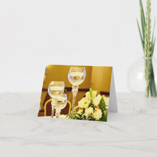 ウェディングフラワーとキャンドル - 中身は空白 サンキューカード