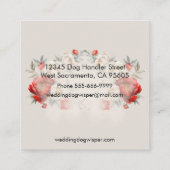 ウェディングフラワーを持つエレガントなウェディングドッグハンドラー スクエア名刺 (裏面)