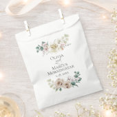 ウェディングフラワーアイボリー牡丹の花 フェイバーバッグ (クリップ留めされた状態)