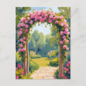 ウェディングフラワーアーチ | 水彩結婚アート ポストカード (正面)