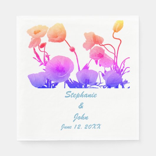 ウェディングフラワーウォータカラーフローラポピーかわいらし スタンダードランチョンナプキン (正面)