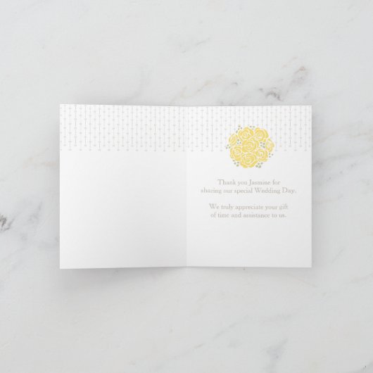 ウェディングフラワーガールの黄色のドレス感謝カード サンキューカード (内部)