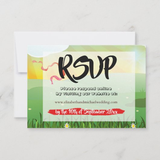 ウェディングフラワーズフェスティバルフィールズウェディングRSVP セーブザデート (正面)
