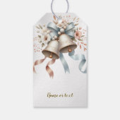 ウェディングフラワーベルピンクブルーリボン美しい ギフトタグ (裏面)