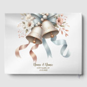 ウェディングフラワーベルピンクブルーリボン美しい ゲストブック (裏面)