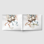 ウェディングフラワーベルピンクブルーリボン美しい ゲストブック (全面)