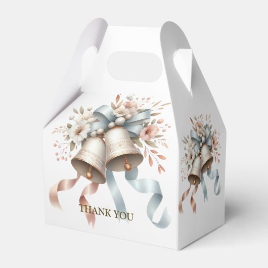 ウェディングフラワーベルピンクブルーリボン美しい フェイバーボックス (裏面サイド)